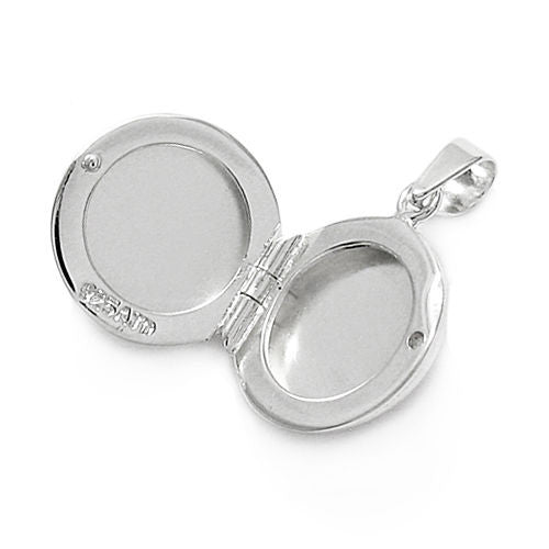 Dainty Engravable Flat Round Locket - 14mm | Wholesale 925 Sterling Silver Jewelry | Alternate