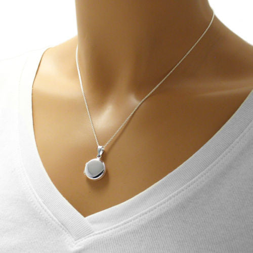 Dainty Engravable Flat Round Locket - 14mm | Wholesale 925 Sterling Silver Jewelry | Alternate