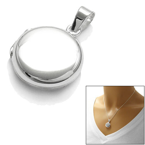 Dainty Engravable Flat Round Locket - 14mm | Wholesale 925 Sterling Silver Jewelry | Alternate