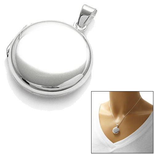 Dainty Engravable Flat Round Locket - 18mm | Wholesale 925 Sterling Silver Jewelry | Alternate