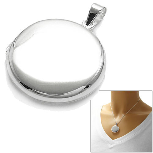 Dainty Engravable Flat Round Locket - 22mm | Wholesale 925 Sterling Silver Jewelry | Alternate