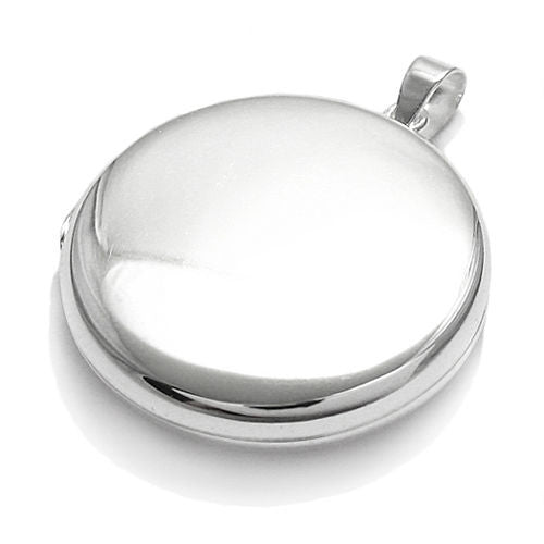Dainty Engravable Flat Round Locket - 25mm | Wholesale 925 Sterling Silver Jewelry | Alternate