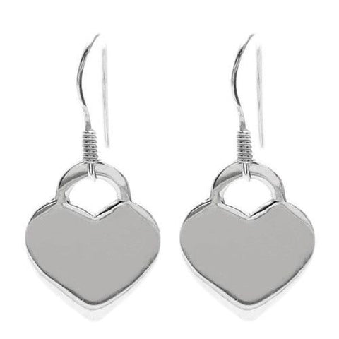 Engravable heart shaped hanging earrings | Wholesale 925 Sterling Silver Jewelry | Main photo
