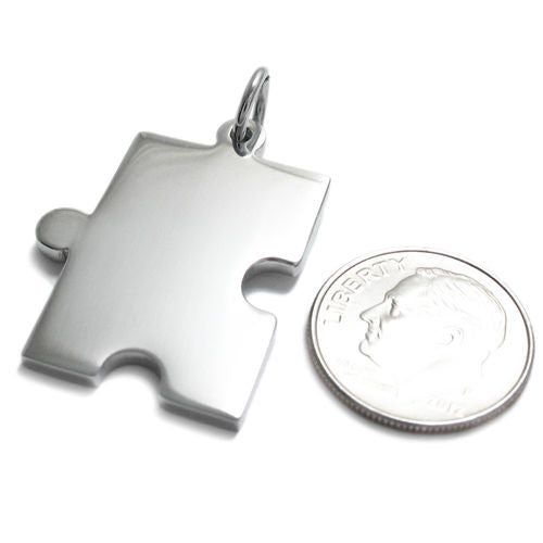 Engravable puzzle piece pendant with ball chain | Wholesale 316L Stainless Steel Jewelry | Main photo