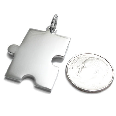 Engravable puzzle piece pendant with ball chain | Wholesale 316L Stainless Steel Jewelry | Main photo