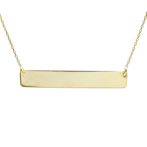 Gold over sterling silver engravable bar necklace | Wholesale 925 sterling silver jewelry | Alternate photo