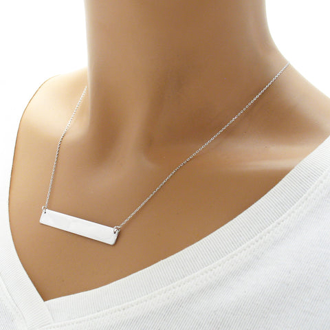 Sterling silver engravable bar necklace | Wholesale 925 sterling silver jewelry | Alternate photo