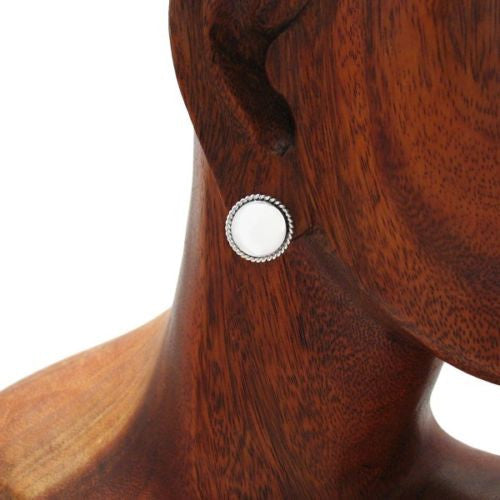 Engravable Rope Edge Round Post Stud Earrings | Wholesale Sterling Silver Jewelry | Alternate