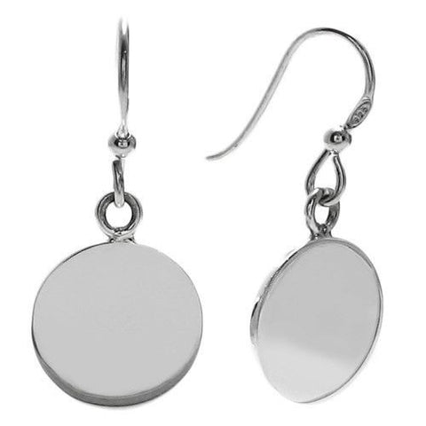 Engravable round disk hanging earrings | Wholesale 925 Sterling Silver Jewelry | Main photo