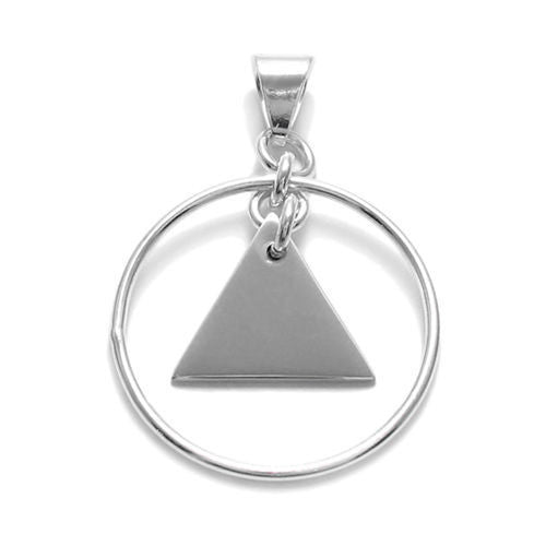 Engravable triangle pendant in circle frame | Wholesale Sterling Silver Jewelry | Item photo
