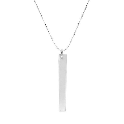 Elegant engravable vertical rectangular bar pendant necklace | Wholesale 925 Sterling Silver Jewelry | Item photo