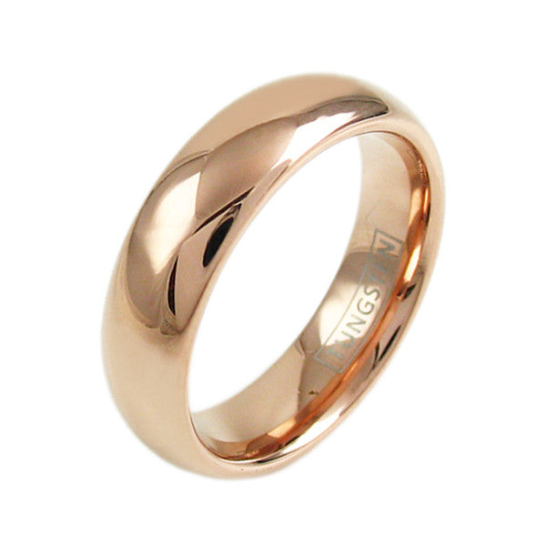 Rose Gold dome tungsten wedding band | 6mm width | Wholesale Tungsten Rings - Wedding Bands | Diagonal photo