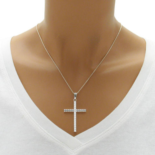 Gorgeous Faceted Cross Pendant - Large 3mm | Wholesale 925 Sterling Silver Pendant - Jewelry | Alternate