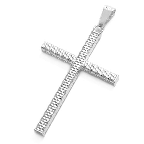 Gorgeous Faceted Cross Pendant - Large 3mm | Wholesale 925 Sterling Silver Pendant - Jewelry | Alternate