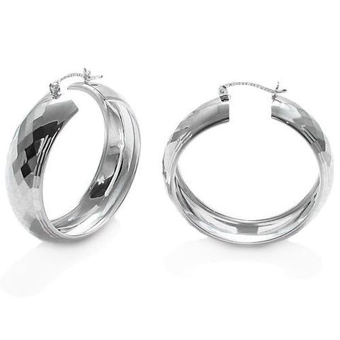 Gorgeous Faceted Large Hoop Earrings 45mm | Wholesale Sterling Silver Jewelry | Main