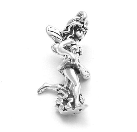 Magical Fairy with Flower Charm | Wholesale 925 Sterling Silver Charms | Main