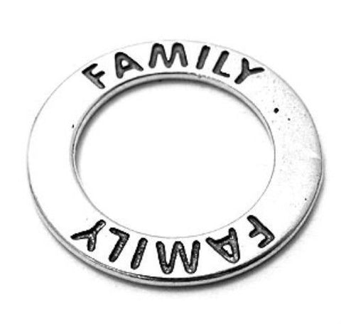 Contemporary "Family" Circle Charm. Wholesale Sterling Silver Charms - Jewelry