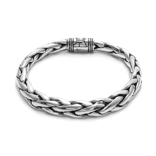 Fancy Pebble Slide-In Lock Heavy Wheat Bracelet | Wholesale 925 Sterling Silver Jewelry | Main
