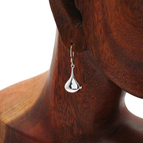Dangling fat raindrop hanging hook earrings | Wholesale 925 Sterling Silver Jewelry | Alternate photo