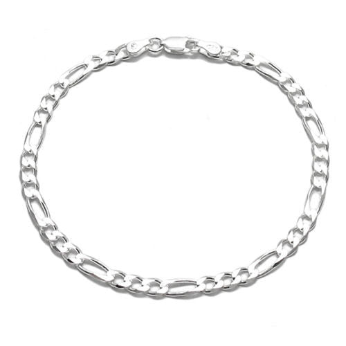 Amazing Figaro Link Chain 7" Bracelet - 4mm | Wholesale 925 Sterling Silver Jewelry | Alternate