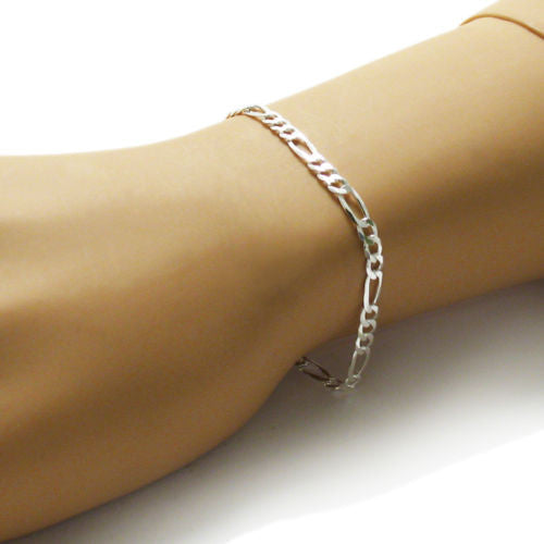 Amazing Figaro Link Chain 7" Bracelet - 5mm | Wholesale 925 Sterling Silver Jewelry | Alternate