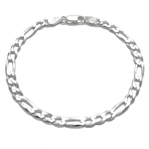 Amazing Figaro Link Chain 7" Bracelet - 6mm | Wholesale 925 Sterling Silver Jewelry | Alternate