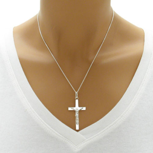 Charming Flat Crucifix Cross Pendant | Wholesale 925 Sterling Silver Pendant - Jewelry | Alternate