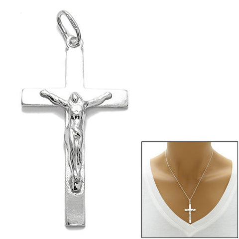 Charming Flat Crucifix Cross Pendant | Wholesale 925 Sterling Silver Pendant - Jewelry | Main