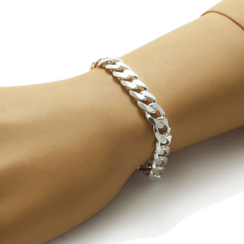 Italian Sterling Silver Polished Cuban Chain Bracelet