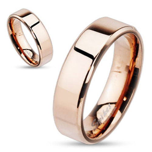 Flat ion plated rose gold stainless steel ring for men and women | Wholesale Jewelry