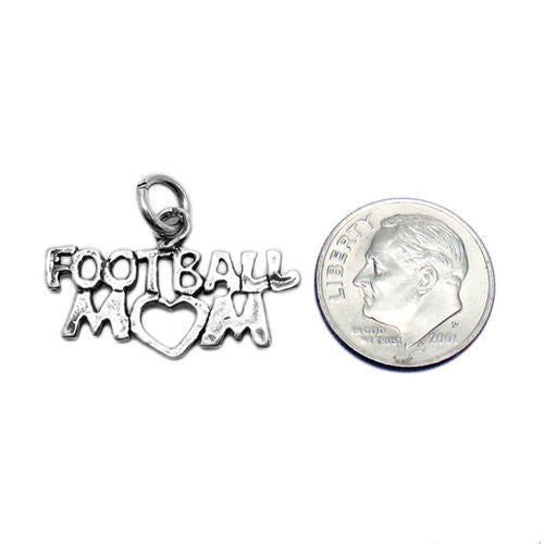 Sporty "Football Mom" Calligraphy Charm. Wholesale Sterling Silver Charms - Jewelry. Alternate