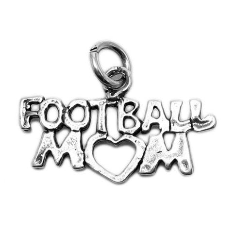 Sporty "Football Mom" Calligraphy Charm. Wholesale Sterling Silver Charms - Jewelry. Main.