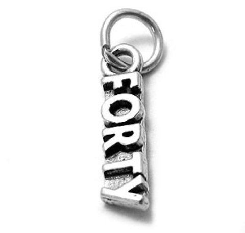 Dashing "Forty" Number Charm | Wholesale 925 Sterling Silver Charms 