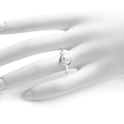 Classy Freshwater Pearl Step Center Ring | Wholesale 925 Sterling Silver Jewelry | Alternate