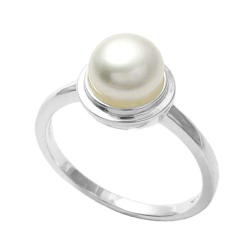 Classy Freshwater Pearl Step Center Ring | Wholesale 925 Sterling Silver Jewelry | Main