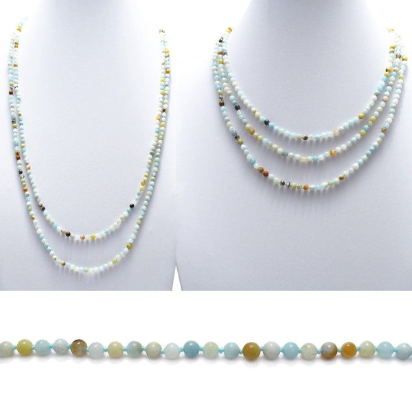 Genuine 60" Amazonite Bead Necklace w/ 5mm beads | Wholesale Fashion Jewelry | Combo photo