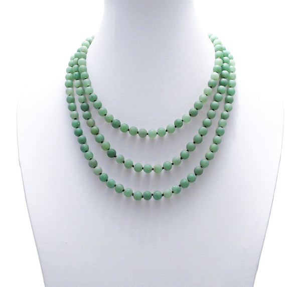 Genuine 60" Aventurine Bead Necklace w/ 9mm beads | Wholesale Fashion Jewelry | Alternate photo