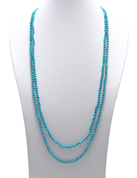 Genuine 70" blue turquoise bead necklace w/ 4.5mm beads | Wholesale Fashion Jewelry | Main photo