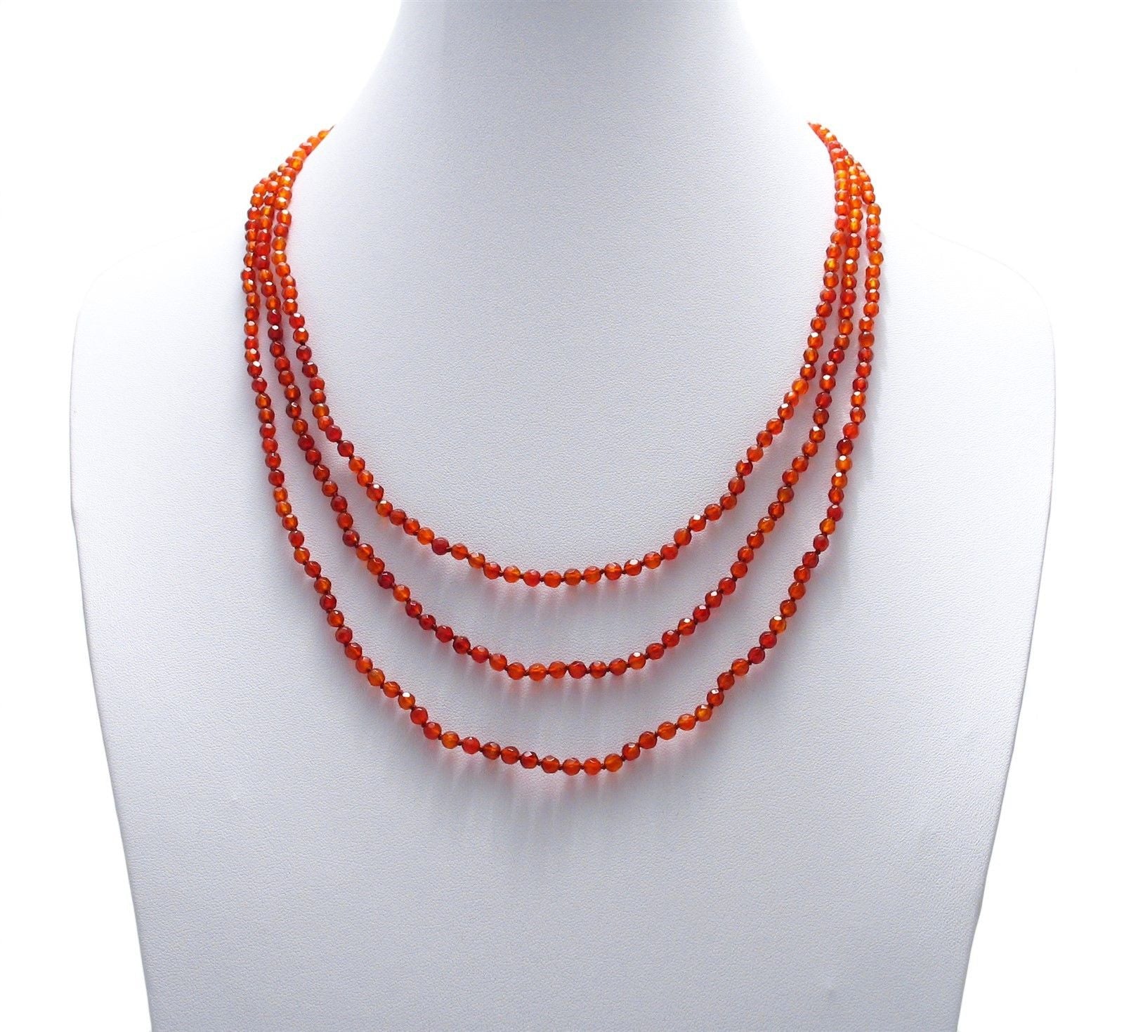 Captivating Genuine Carnelian 70 Bead Necklace with 4mm Beads.