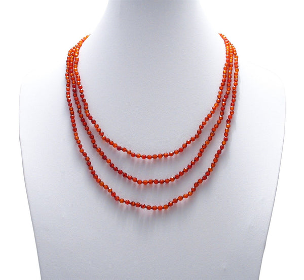 Genuine 70" Carnelian Bead Necklace w/ 4mm beads | Wholesale Fashion Jewelry | Alternate photo