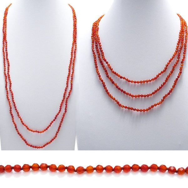 Genuine 70" Carnelian Bead Necklace w/ 4mm beads | Wholesale Fashion Jewelry | Combo photo
