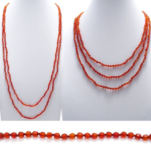 Genuine 70" Carnelian Bead Necklace w/ 4mm beads | Wholesale Fashion Jewelry | Combo photo