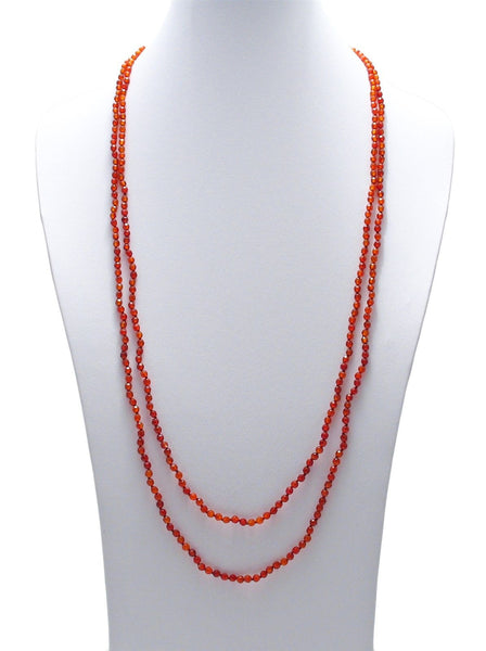 Genuine 70" Carnelian Bead Necklace w/ 4mm beads | Wholesale Fashion Jewelry | Main photo