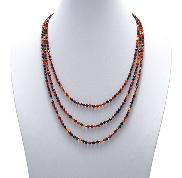 Genuine 74" Dark Carnelian Bead Necklace w/ 4.5mm beads | Wholesale Fashion Jewelry | Alternate photo
