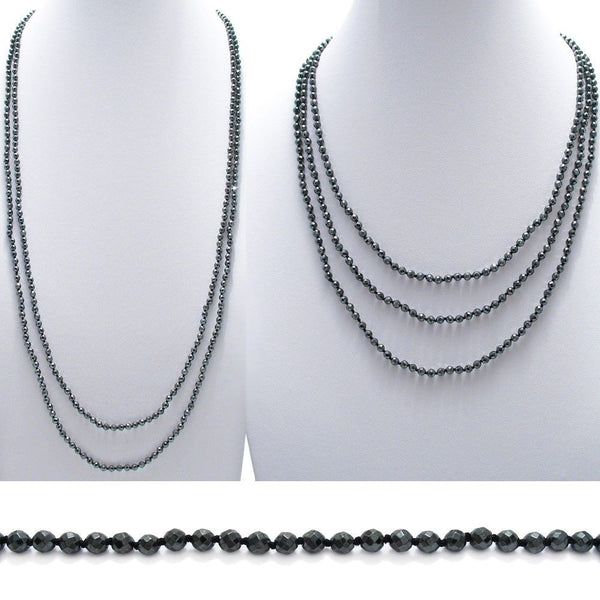 Genuine 70" Hematite Bead Necklace w/ 4mm beads | Wholesale Fashion Jewelry | Combo photo
