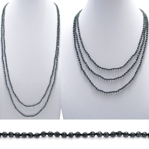 Genuine 70" Hematite Bead Necklace w/ 4mm beads | Wholesale Fashion Jewelry | Combo photo