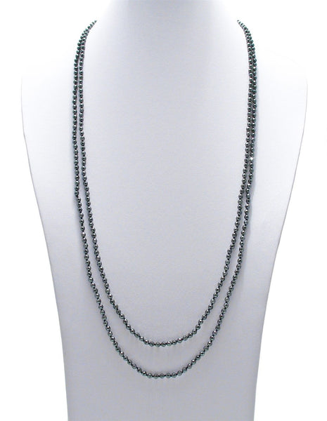 Genuine 70" Hematite Bead Necklace w/ 4mm beads | Wholesale Fashion Jewelry | Main photo