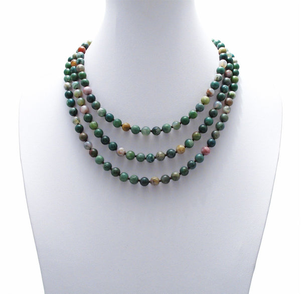 Genuine 60" Multi-Colored Fancy Jasper Bead Necklace w/ 9mm beads | Wholesale Fashion Jewelry | Alternate photo