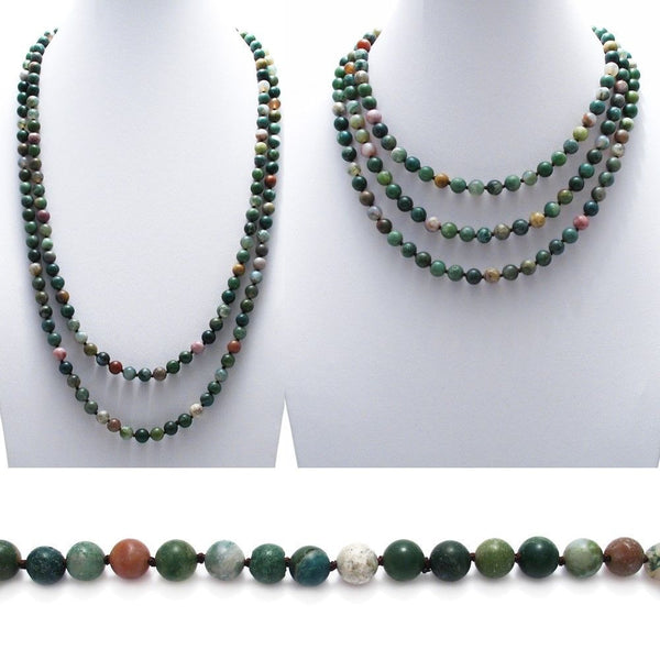 Genuine 60" Multi-Colored Fancy Jasper Bead Necklace w/ 9mm beads | Wholesale Fashion Jewelry | Combo photo