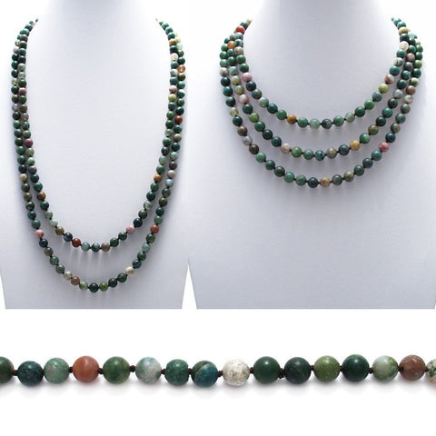 Genuine 60" Multi-Colored Fancy Jasper Bead Necklace w/ 9mm beads | Wholesale Fashion Jewelry | Combo photo